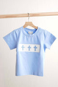 Blue cross hand-smokced boy top